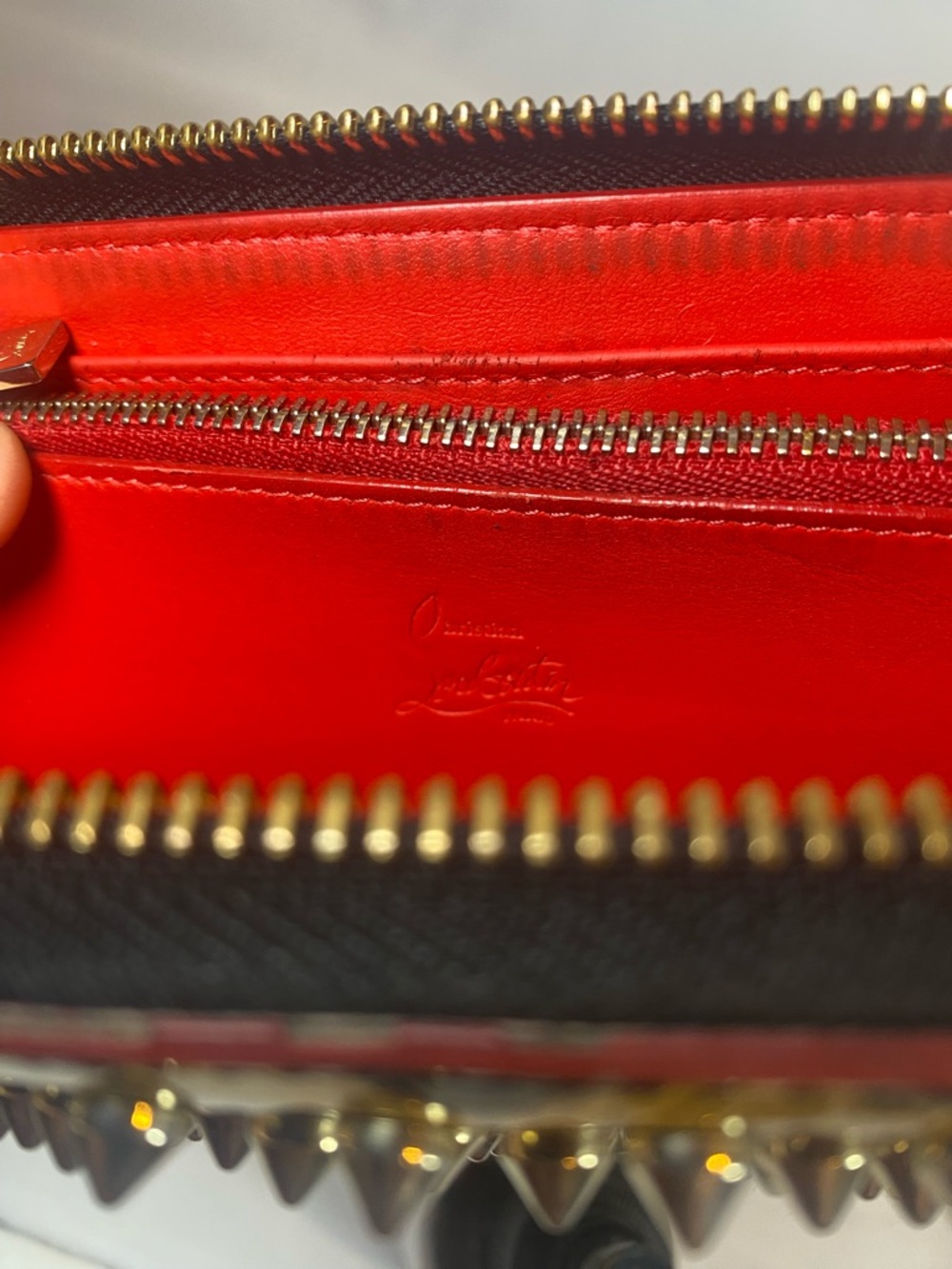 Christian Louboutin Black & Gold Patent Leather Studded Wallet/Clutch - Picture 10 of 15